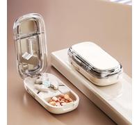 Adjustable Pill Cutter Splitter - 1/2,1/3,1/4 Tablet Cutter & Crusher with Storage,2-in-1 Tool for Small or Large Pills (Yellow, B)