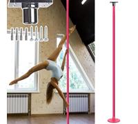 Adjustable Pink Dance Pole for Home Fitness, Ceiling-Mounted Stripper Pole, Professional 7.3FT-9FT Dancing Practice Equipment, Fixed Plate Design, Skill Levels (2.24m)