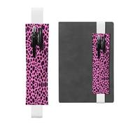 Adjustable Pink Leopard Print Texture Leather Pen Holder Bookmark White for Notebook Journals, Calendars, and Tablets