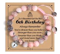 Adjustable Pink Natural Stone Heart Bracelet Birthday Gifts for age: 5-9 Year Old Daughter Daughter Big Sister Teen Girls Granddaughter Niece Girl,Christmas Gifts for Daughter Granddaughter Niece-56