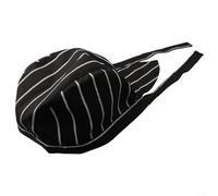 Adjustable Pirate Chef Hat Made of Soft Cotton, Featuring a Skull Motif, Suitable for Professional Kitchen Use and Restaurant Cooking (Black and white bar)