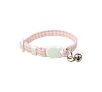 Adjustable Plaid Cat Collars Breakaway Checkered Kitten Collar Gingham Small Dog Collar Cute Safety Pet Collars Decorative Female Puppy Collar with Bell for Birthday Christmas Pink Green