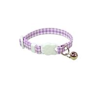 Adjustable Plaid Cat Collars Breakaway Checkered Kitten Collar Gingham Small Dog Collar Cute Safety Pet Collars Decorative Female Puppy Collar with Bell for Birthday Christmas Pink Green