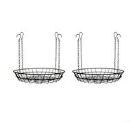 Adjustable Plant Risers 2 Packs, Metal Insert Support Stand for Large Tall Pots, False Bottom to Save Soil and Improve Drainage, Tool-Free Setup with S-Hooks and Chains, Black