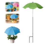 Adjustable Plant Shade Umbrella for Outdoor Plants, UV 50+ Sunshade Cover & Rain Protector with Ground Stake, Mini Garden Canopy for Potted Plants, Flowers & Veg (Green, Ruffled Edge)