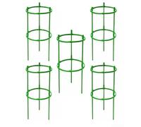 Adjustable Plant Support Ring for Potted Tomatoes, Green ABS Garden Trellis Cage for Climbing Vines and Flowers, Small Container Gardening Aid to Protect Stems and(5pcs)