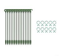 Adjustable Plant Support System with Weather Resistant Stakes and Soft Clips for Orchids Roses Vines and Tall Potted Plants (A)