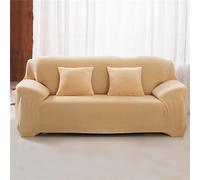 Adjustable Plush Sofa Covers for 1/2/3/4 Seater, Universal Stretch Sofa Slipcovers with Armrest, Non-Slip Sofa Protector for Living Room, Kids-Friendly (4 Seater, Beige)
