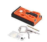 Adjustable Pocket Hole Jig with 15° Oblique Locator, Clamp and Drill Bit, Woodworking Angle Drilling Kit for Furniture Assembly with Metric and Imperial Scales