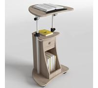 Adjustable Podium with Drawers, Mobile Luxury Lectern, Wooden Conference Table with Wheels for Speakers and Events