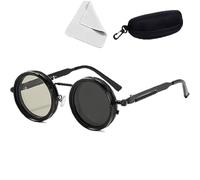Adjustable Polarized Outdoor Sunglasses, Adjustable Tint Sunglasses, Polarized Round Sunglasses with 1-9 ND Filter Levels, Mens Polarized Sunglasses for Driving Fishing Outdoor Activities (Schwarz)