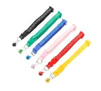 Adjustable Polka Dot Cat Collar with Bell, Safety Buckle, 6 Pieces | PVC and PP Construction, Quick Release Fastening, Six Colours, Suitable for Cats and Little Dogs, Comfortable Everyday Wear