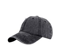 Adjustable Ponytail Sun Hat, Vintage Washed Cotton Baseball Cap with High-Back Opening & Metal Buckle Band Breathable Unisex Outdoor Cap Soft Sports Dad Hats for Mens Womens Golf Travel Black