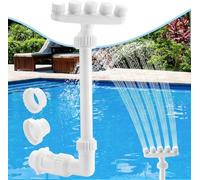 Adjustable Pool Fountain 5-Nozzle Water Sprinkler For Swimming Pools 360 Direction Control Waterfall Spray For Above Ground And Inground Pools, Return Jet Adapter, Pool Pump Powered (Adapter 2)