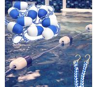 Adjustable Pool Safety Rope by with Floats,Assembled Shallow End Divider with Stainless Steel Hooks, Rope floats to divide pool，55ft