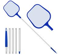 Adjustable Pool Skimmer Net with 5-Piece Telescopic Aluminium Pole, Blue