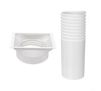 Adjustable Portable AC Exhaust Hose with 5.9 Inch Square Connector, Flexible Air Conditioner Vent Pipe for Living Room Bedroom Office, PP Material White(Coupler+250cm Tube)