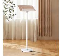 Adjustable Portable Conference Podium Stand - 66in Lectern for Office, School, and Church - Small Floor Presentation Desk with Angled Surface, Natural Finish