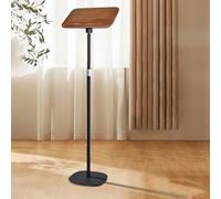 Adjustable Portable Conference Podium Stand - 66in Lectern for Office, School, and Church - Small Floor Presentation Desk with Angled Surface, Natural Finish