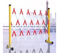 Adjustable Portable Metal Barrier with Wheels, Expandable Safety Fence, Retractable Gate, Easy Assembly, Red & White Entryway Gate (1.2 x 4 m)