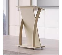 Adjustable Portable Podium Stand on Wheels Stylish Gray Design with Built-in Storage Ideal for Classroom Auditorium Presentations & Mobile Lectures