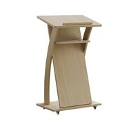 Adjustable Portable Podium with Locking Wheels, Wide Reading & Storage Shelf, Tilting Desktop for Conferences, Schools, Churches, Meetings - Dovetail Gray