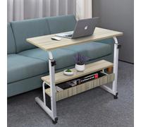 Adjustable Portable Rolling Bedside Work Breakfast Laptop Tray Table Desk Station Portable Overbed/Chair Table Adjustable W/Lockable 4 Castors & Woode Hygrad Built to Survive Dark Brown One Size