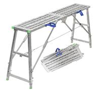 Adjustable Portable Scaffolding Ladder, Heavy Duty Folding Work Platform with Non-Slip Steps, Galvanized Steel, 140cm Height, Ideal for Home & Professional Use