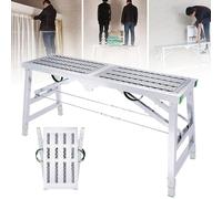 Adjustable Portable Scaffolding Work PlatformMultipurpose Scaffold Tower Ladder Bench Folding Equipment Galvanized Steel 800 Lbs Load Capacity Ideal for Home & Professional Use