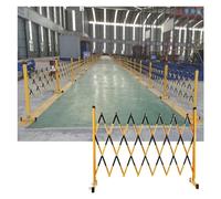 Adjustable Portable Traffic Barrier - Expandable Driveway Safety Fence Mobile Construction Gate Flexible Black & Yellow Road Block 3.9FT x 3.3FT for Maximum Visibility & Security