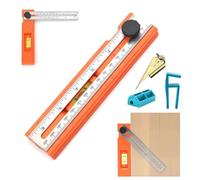 Adjustable Positioning Marking Protractor Tool, Multifunctional Depth Measuring Ruler with Angle Marking 15°-90°, Level & Fixed Point Marking, Angle Finder Woodworking Ruler