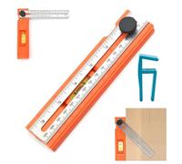 Adjustable Positioning Marking Protractor Tool, Multifunctional Depth Measuring Ruler with Angle Marking 15°-90°, Level & Fixed Point Marking, Angle Finder Woodworking Ruler