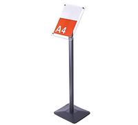Adjustable Poster Stand, Floor Stand White Black A4 A3 Double Acrylic Plate Heavy Duty Pedestal Vertical Horizontal(Black,A4)
