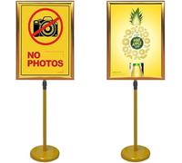 Adjustable Poster Stand, Multicolor Pedestal Floor Sign Stand for A4, A2, A3 Posters(Golden,A2)