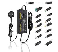 Adjustable Power Supply, 3V-24V 5A 120W DC Variable Universal AC/DC Adapter 100V-240V AC to DC Converter with Multiple Converter Heads & LED Voltage Display
