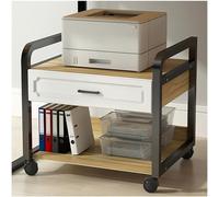 Adjustable Printer Stand with Lockable Wheels ge rage Cart with Drawers Mobile Filing Rack & End Table for Home & Office (Black-B)