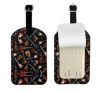 Adjustable Privacy Protection Luggage Tag, Guitars Printed Personalized Leather Luggage Tag Label, Perfect Travel Accessory and Gift