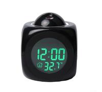 Adjustable Projection Alarm Clock with 24 Hour Voice Temperature Report and 10 Minute Interval Snooze USB or Battery Power (black)
