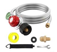 Adjustable Propane Regulator With Pressure Gauge QCC Interface Connected To Gas Cylinder Conversion Head, Suitable For Turkey Fryer Fish Fryer Propane Burner Fire Forge