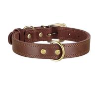 Adjustable PU Leather Dog Collar Soft And Comfortable Leather Dog Collar German Shepherd Pitbull Pug French Bulldog Collar Brown Black Dog Collar,Brown,XL