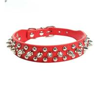 Adjustable PU Leather Dog Collar with Punk Rivet Spikes, Stylish Studded Pet Neck Collar for Small Dogs and Cats