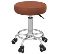Adjustable Pu Leather Rolling Stool With Wheels