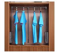 Adjustable Pull Down Closet Rod, Aluminum Alloy Clothes Hanger for Cabinet, 21.65"-49.21" Width, Supports up to 22lbs for Organizing Clothing