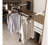Adjustable Pull Down Closet Rod for Pants and Coats, Adjustable Width Wardrobe Rack with Hanging Rods