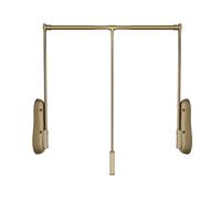 Adjustable Pull Down Closet Rod with Pneumatic Buffer - Wardrobe Rail Lift 510-1150mm Width Supports 25KG for Easy Clothes Hanging - Gold Finish (510-650mm)