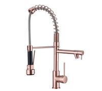 Adjustable Pull-Down Kitchen Faucet with Spring, Dual Spray Modes, Hot & Cold Water, Stainless Steel, Rose Gold Finish - Modern, Durable & Easy to Install