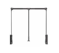 Adjustable Pull-Down Wardrobe Rail, Space-Saving Hanger with Soft Reset, Clothing Organizer for 15KG Load, Grey, Fits 550-700mm Width, Easy Installation