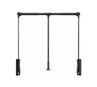 Adjustable Pull-Down Wardrobe Rail, Space-Saving Soft Reset Hanger, 15KG Load Capacity, Width 550-700mm, Clothing Organizer - Black