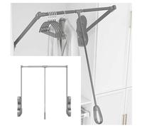 Adjustable Pull-down Wardrobe Slide Rail, Two-way Buffer Pull-down Makes It Easier to Pull Down the Clothes Hanging Rod,Save Space With Lifting Rod(Silver,900-1100mm)