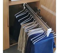 Adjustable Pull Out Closet Rod, Extendable 30-80cm, Sliding Trousers Rack with 2 Rails, Space-Saving Steel Hanger for Wardrobe Organization, 21.7 inches